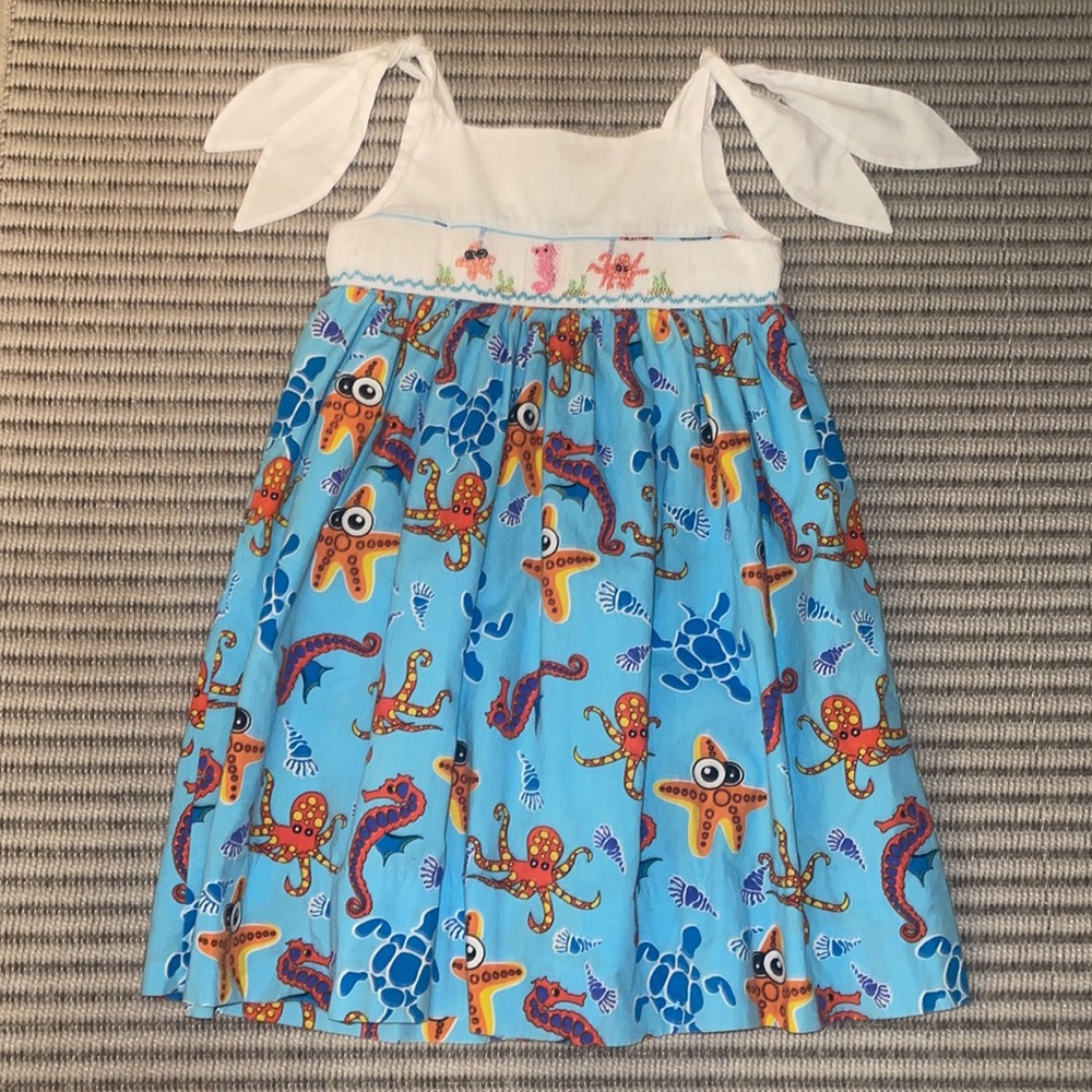 Rosalina Collections Sea Creatures Smocked Dress